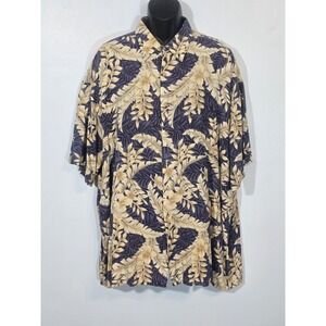 Campia Moda‎ Men's Blue Floral Short Sleeve Button Down Hawaiian Shirt Size 2X